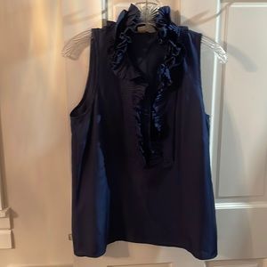 Ruffled neck silk Jcrew top